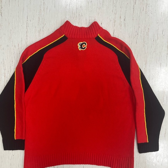 NHL Calgary Flames 1/4 Zip Knit Sweater Mens XL - Picture 6 of 6
